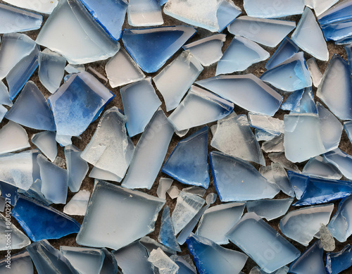 blue and white glass pieces texture background smashed shards backdrop wallpaper (ID: 803029276)