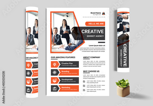 Corporate Flyer With Orange Accents (ID: 803030208)