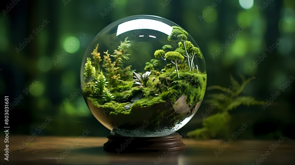 Forest Globe with Sunlight Held in Glasses for Ecology Awareness