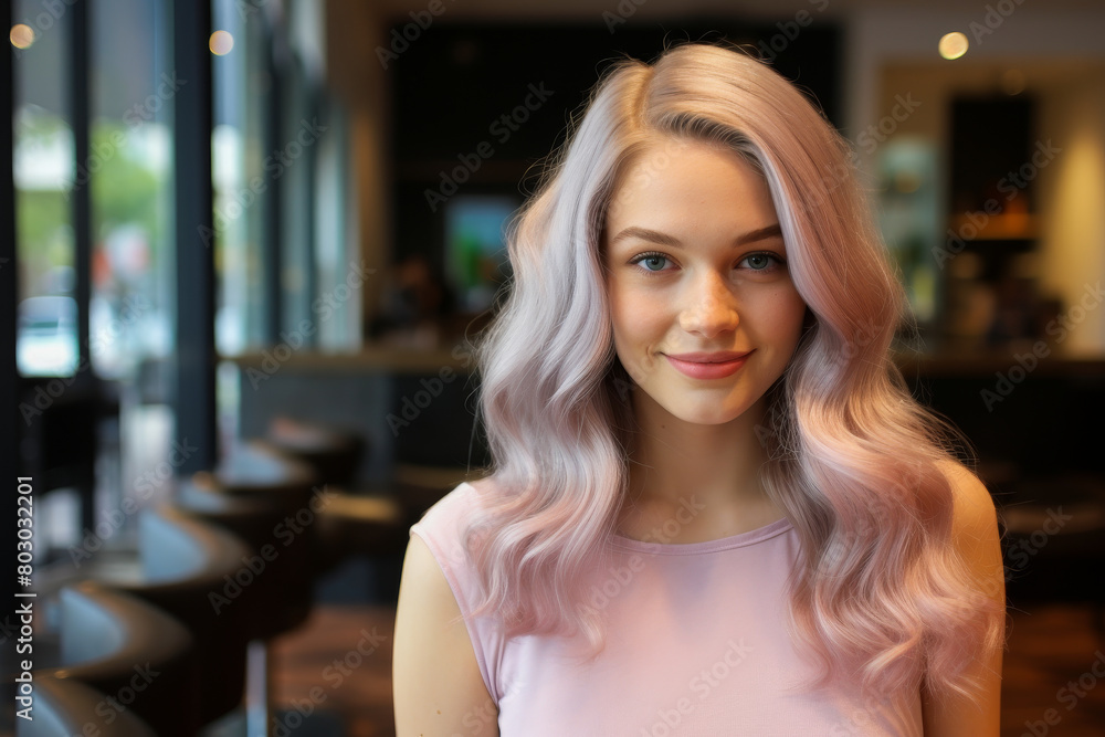 Blonde woman sitting in an upscale restaurant. Blonde woman sitting in an upscale restaurant.