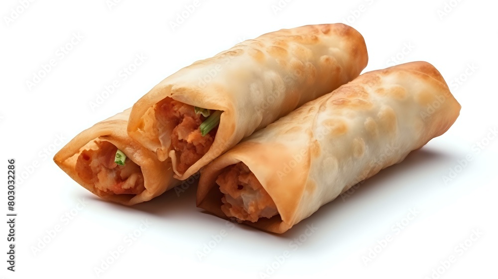 Traditional Chinese Spring Rolls: Isolated on White Background, Delicious Cuisine Traditional Chinese Spring Rolls: Isolated on White Background, Delicious Cuisine