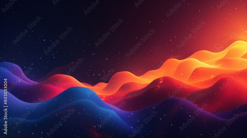 Abstract cosmic waves in gradient shades of blue, red, and yellow, creating a vibrant background perfect for hero section designs