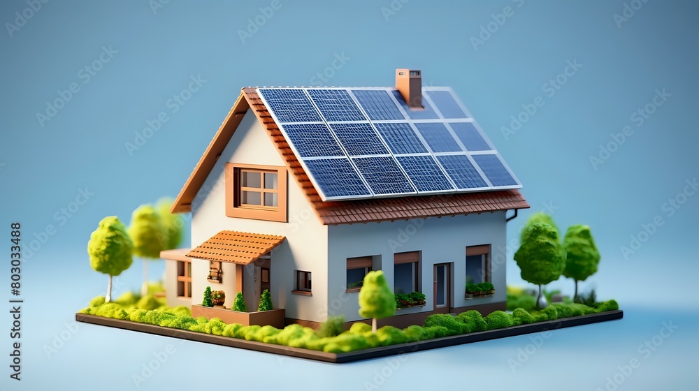 Solar-Powered Home: Clean Energy with Panels on Roof for Sustainability Solar-Powered Home: Clean Energy with Panels on Roof for Sustainability