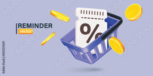 Coupon up to 50% off black rips floating in air with coin. all on  blue background.gift voucher 50% discount on shopping.summer offer ends weekend holiday.Big sale and super sale coupon code discount