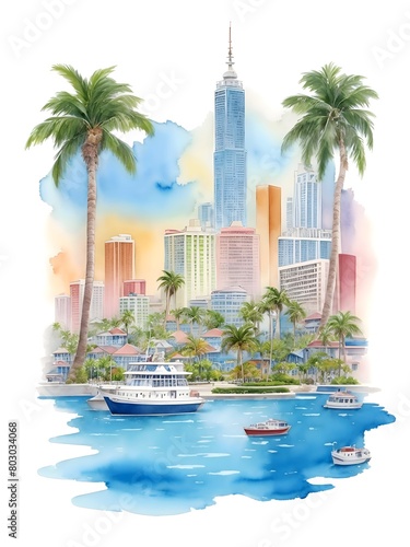 Bahamas Country Landscape Illustration Art