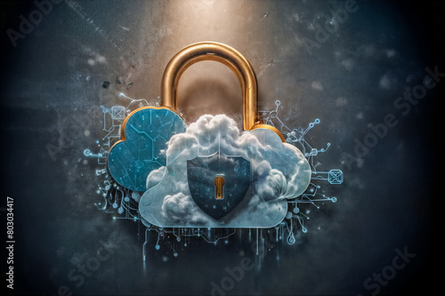 Servizi di sicurezza cloud- simbolo astratto di protezione dati photo