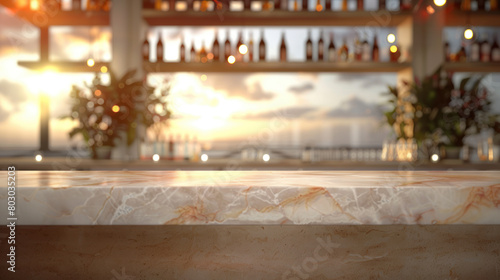 White marble bar counter