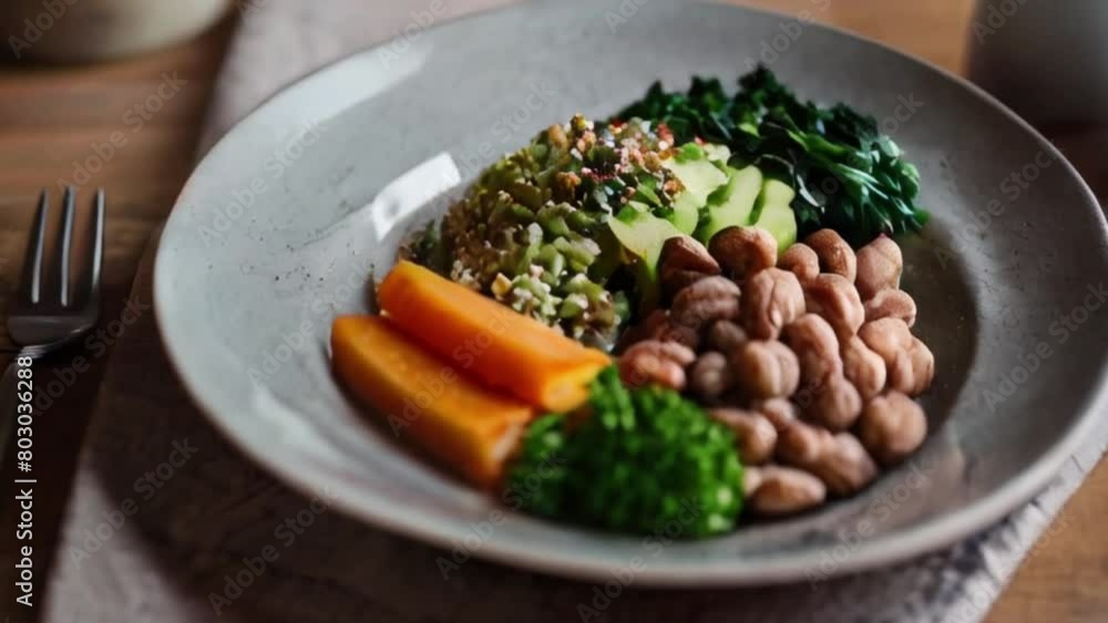 balanced meal with a focus on mindful eating, featuring nutritious foods that promote a healthy diet and lifestyle created with generative ai balanced meal with a focus on mindful eating, featuring nutritious foods that promote a healthy diet and lifestyle created with generative ai