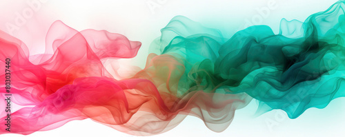 Abstract Colorful Smoke Waves Flowing on White Background