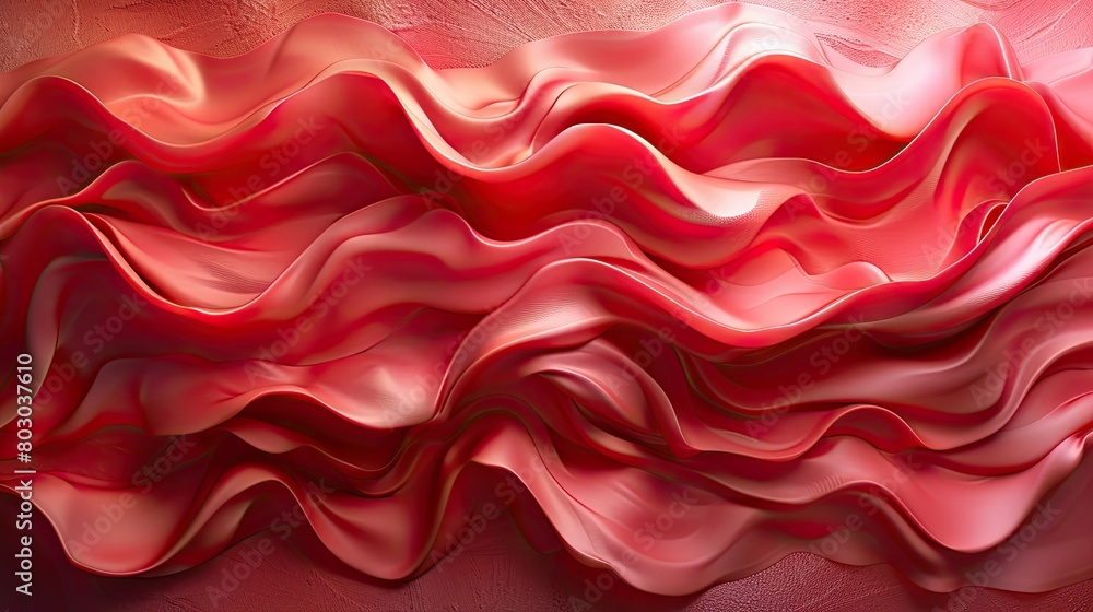 Three dimensional render of red wavy pattern. Red waves abstract background texture Three dimensional render of red wavy pattern. Red waves abstract background texture
