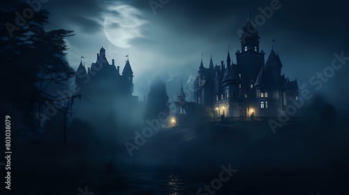 Haunted Gothic Castle: A Spooky Night in the Foggy Mansion