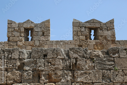 Antique architecture of old town, famous Knights Grand Master Palace. Greece, Rhodes