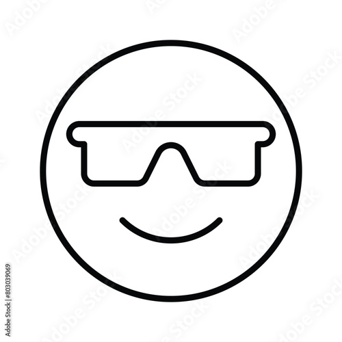 Glasses on emoji face showing concept icon of cool emoji, proud emoji