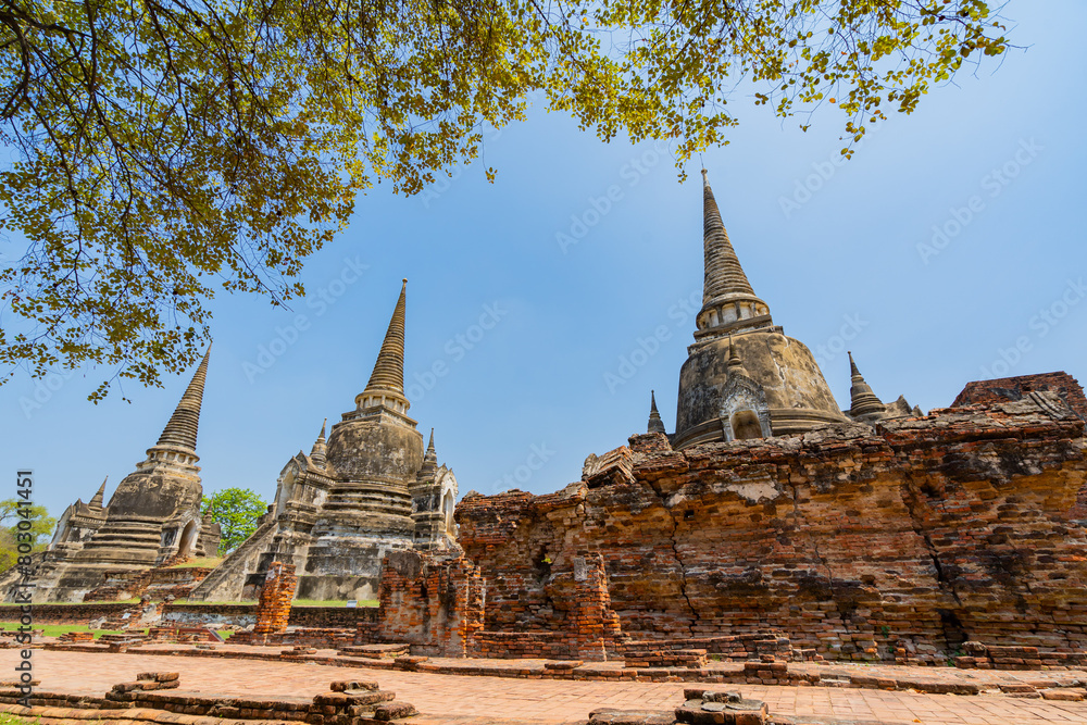 Fototapeta premium Old temple, Wat Phra Si Sanphet In Ayutthaya Province, Thailand, Asia