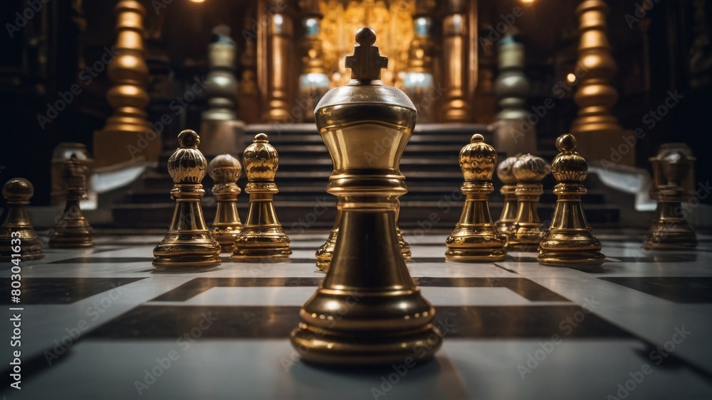 Luxurious, richly decorated chess pieces on the game board. Luxurious, richly decorated chess pieces on the game board.