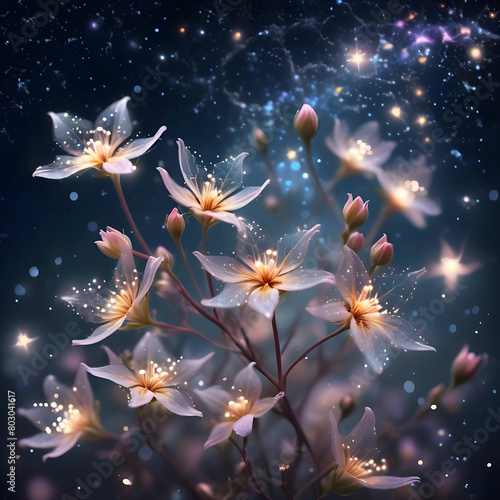 stars sprouting from the delicate petals of floral galaxies adorned with a large uncropped regal