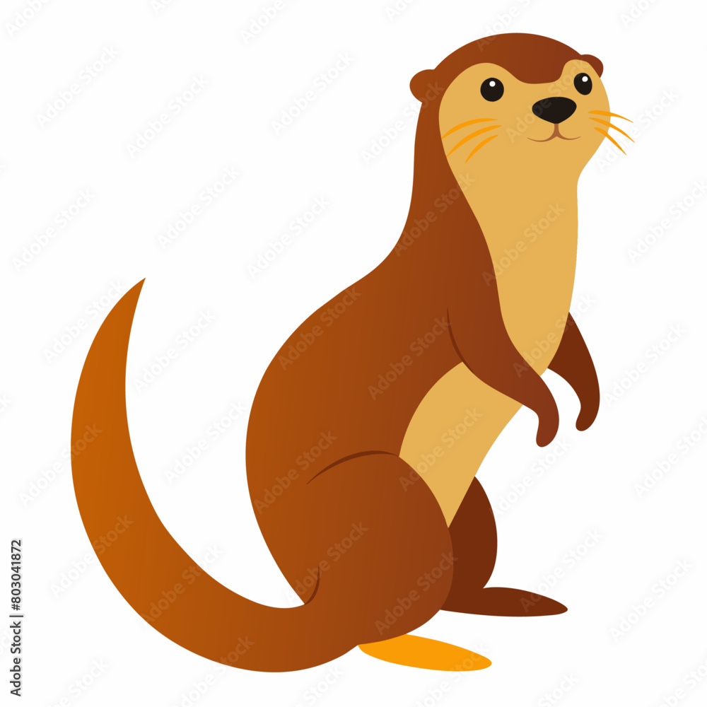realistic Otter vector illustration, solid white background (6)