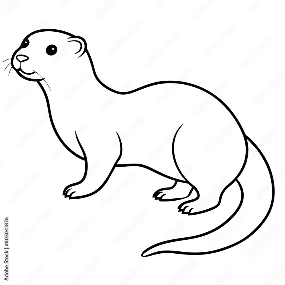 realistic Otter vector illustration, solid white background (5)