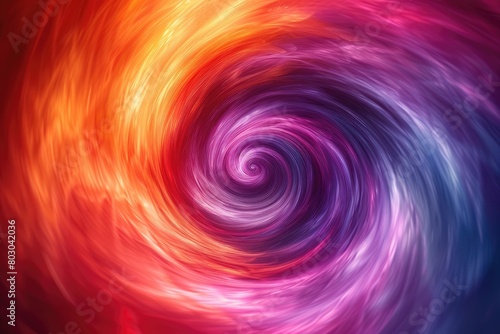 A colorful swirl with a red and orange center and purple and blue outer edges. The swirl is very dynamic and he is moving