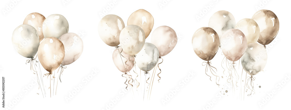 Obraz premium Ethereal balloons in watercolor hues floating upwards