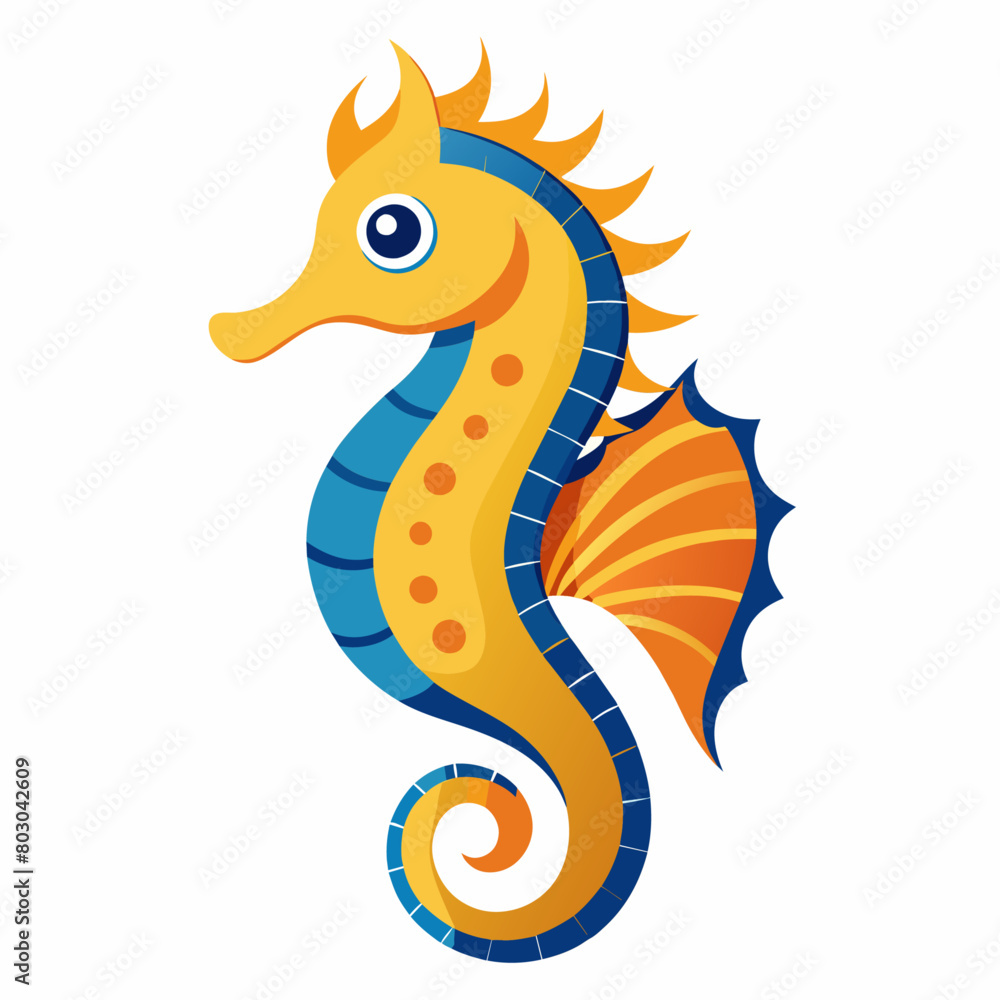 Fototapeta premium Seahorse vector illustration, solid white background (9)
