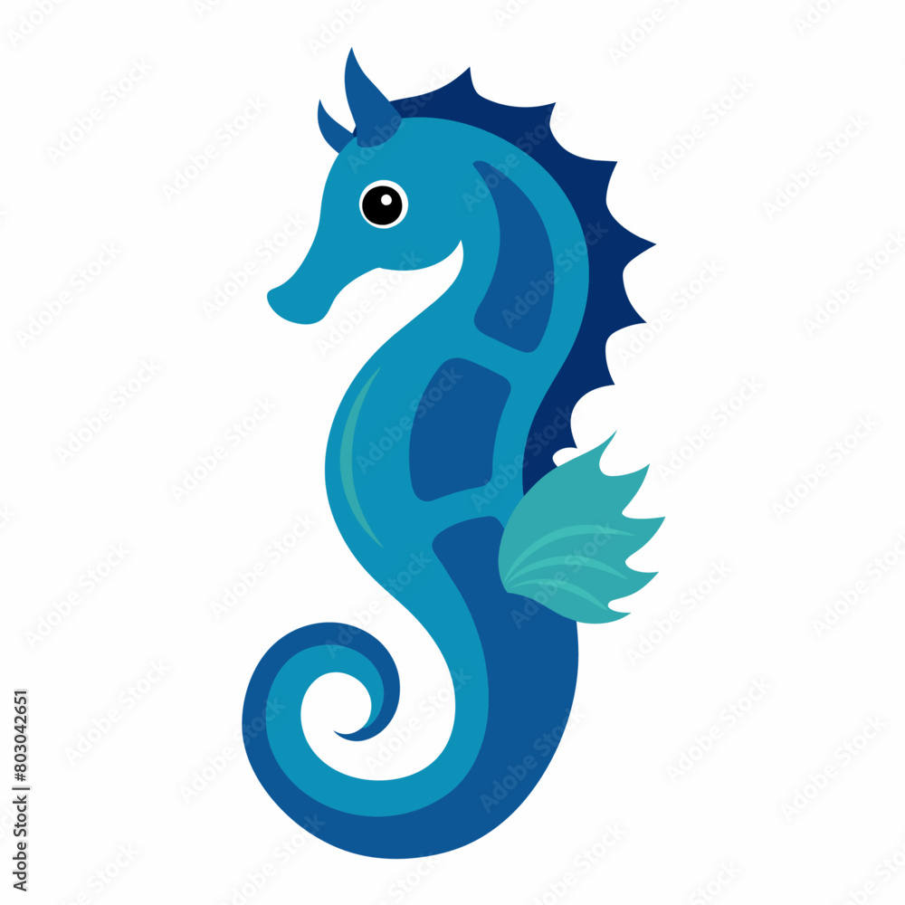 Seahorse vector illustration, solid white background (11)