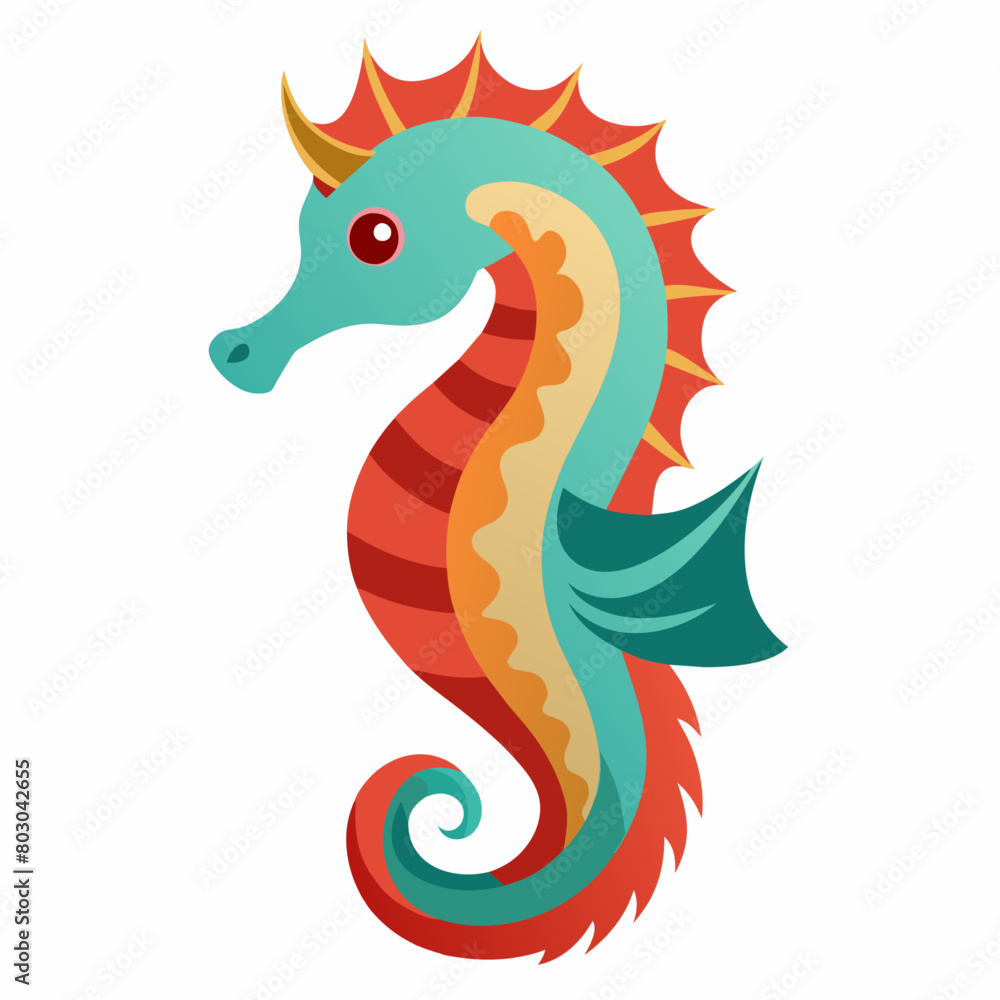Fototapeta premium Seahorse vector illustration, solid white background (13)