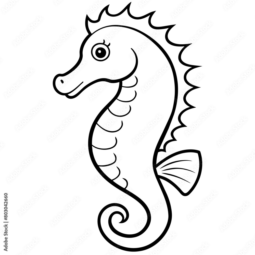 Fototapeta premium Seahorse vector illustration, solid white background (16)