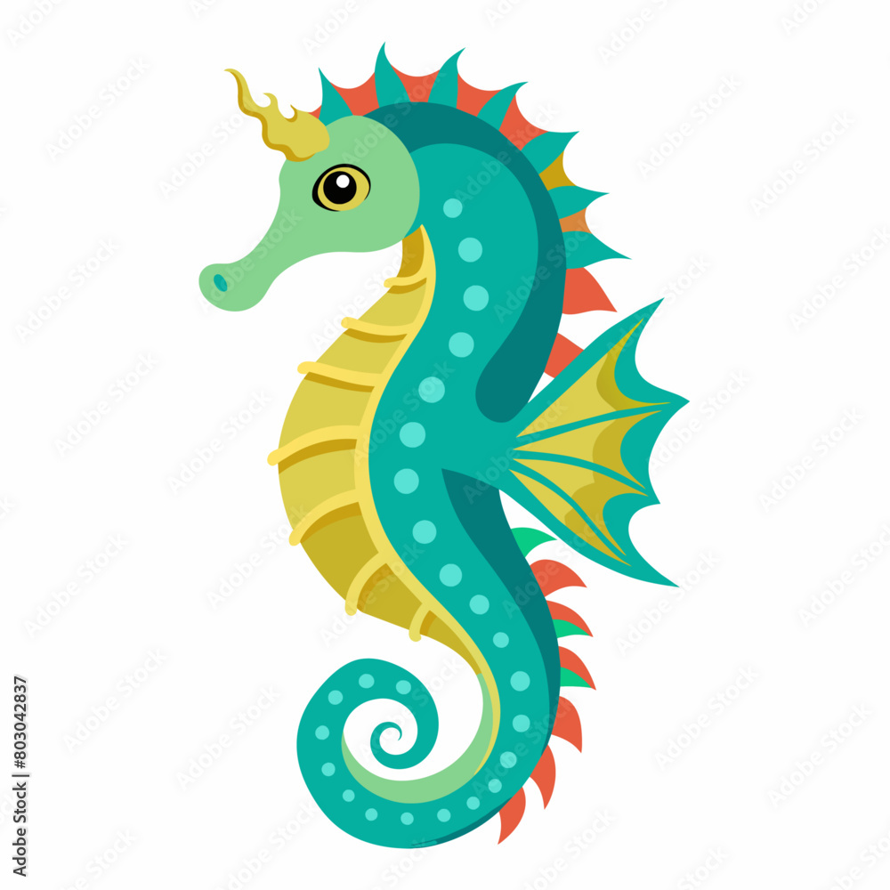 Fototapeta premium Seahorse vector illustration, solid white background (28)