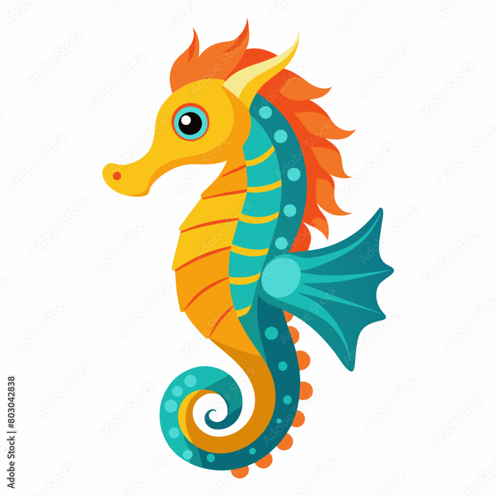 Fototapeta premium Seahorse vector illustration, solid white background (27)
