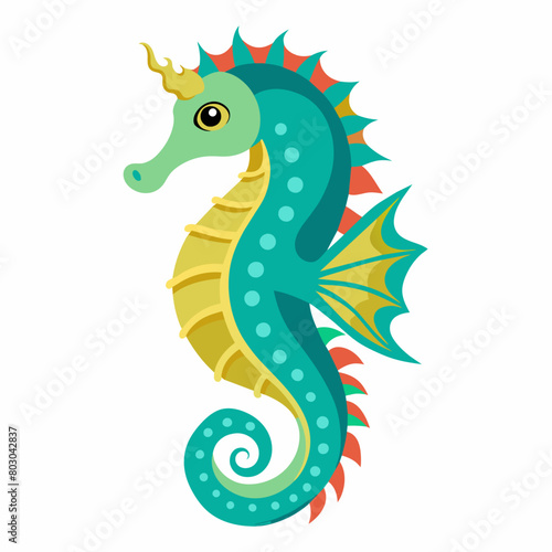 Seahorse vector illustration, solid white background (28)