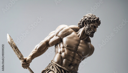 statue of Hercules, isolated white background, copy space for text 

 photo