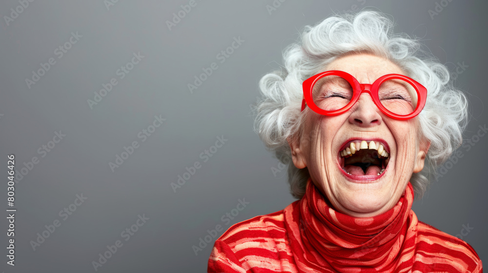 old woman with Ecstasy: Blissful sighs, ecstatic laughter, senses ablaze, intoxicated with joy