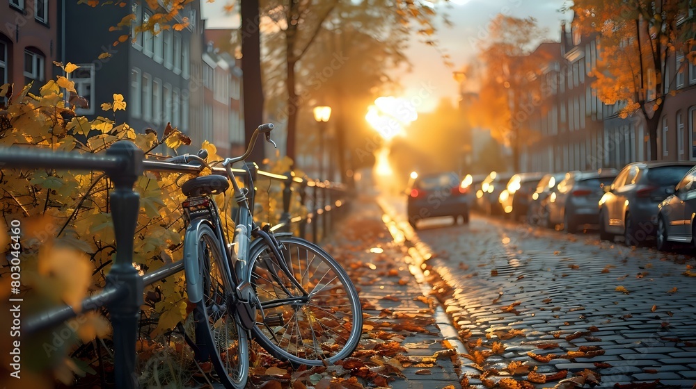 Golden Hour Reflections: Bicycle in the Urban Sunset