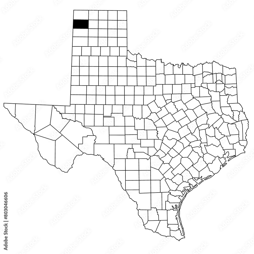 Map of Hartley County in Texas state on white background. single County