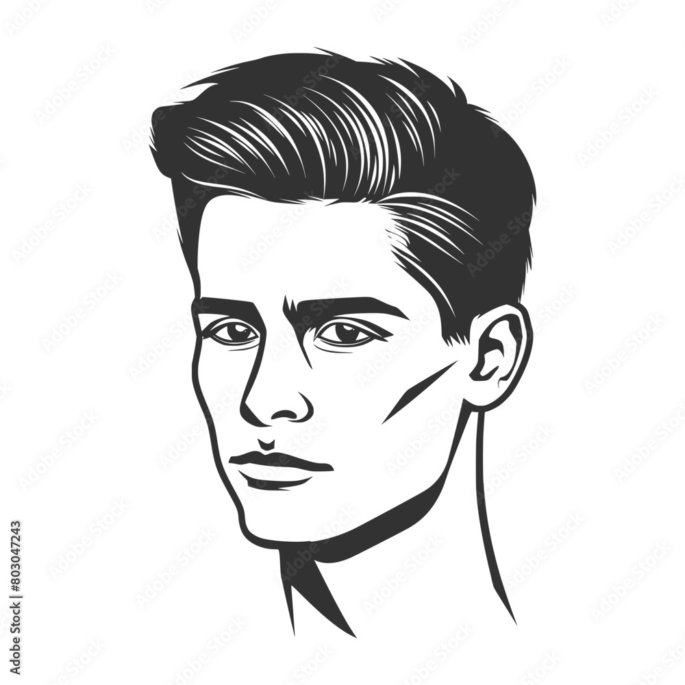 simple line art, vector logo of the face of an attractive man with short hair on white background AI generated. simple line art, vector logo of the face of an attractive man with short hair on white background AI generated.