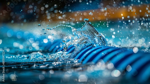 Dynamic Water Splash in Competitive Swimming, Blue Pool Ripples