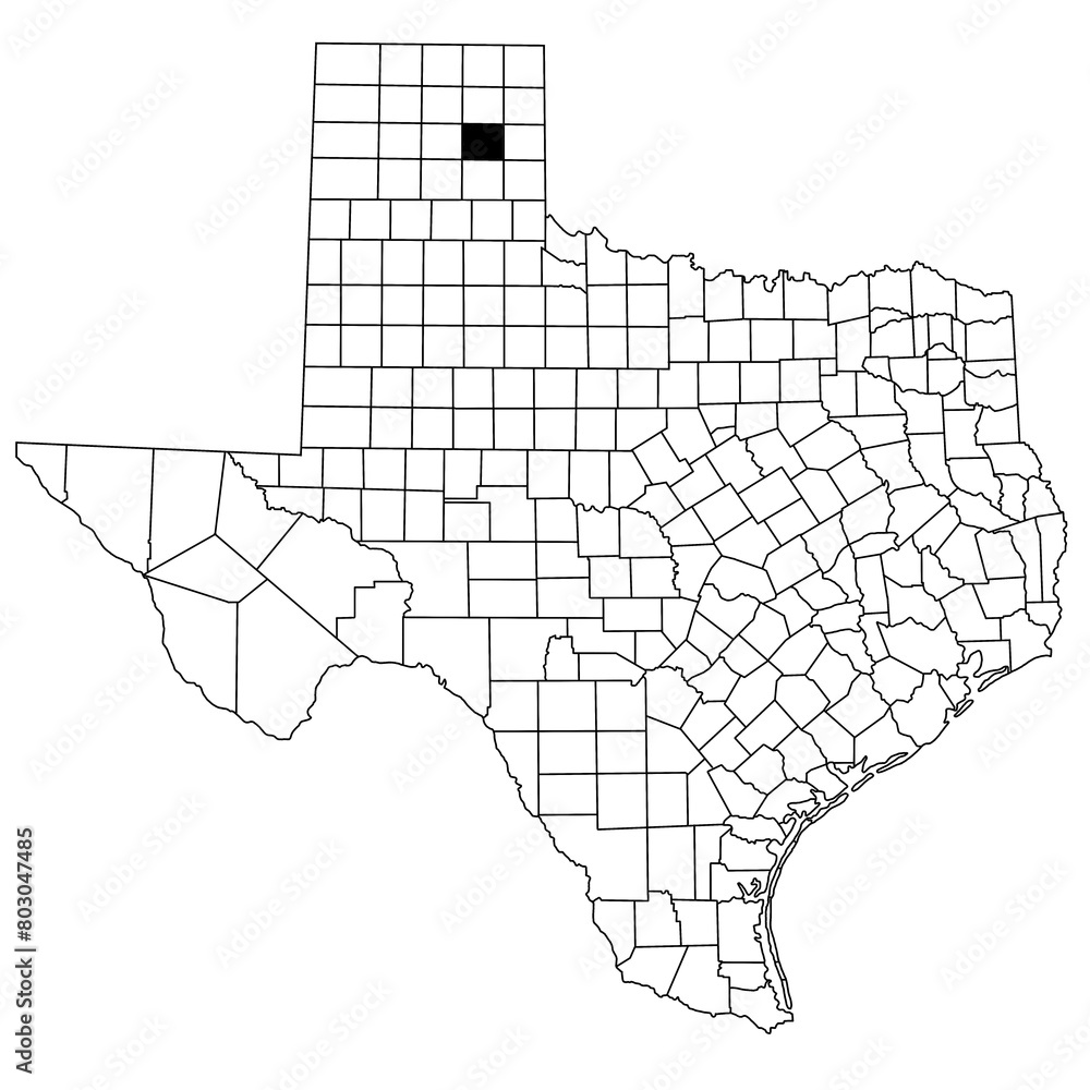 Fototapeta Map of gray County in Texas state on white background. single County map highlighted by black colour on Texas map. UNITED STATES, US