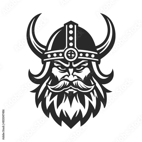 The detailed design showcases the warrior’s beard and angry eyes, making it a formidable and striking logo. AI Generated.