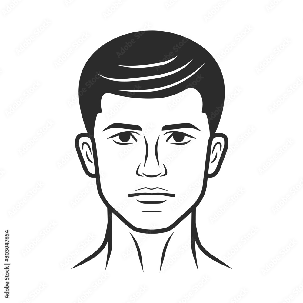 simple line art logo of the face and shoulders of an attractive man with short hair on a white background. AI generated. simple line art logo of the face and shoulders of an attractive man with short hair on a white background. AI generated.