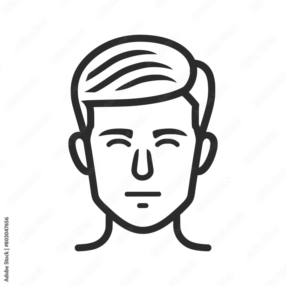 A simple line art icon of the face and neck of an average man, facing forward AI generated. A simple line art icon of the face and neck of an average man, facing forward AI generated.