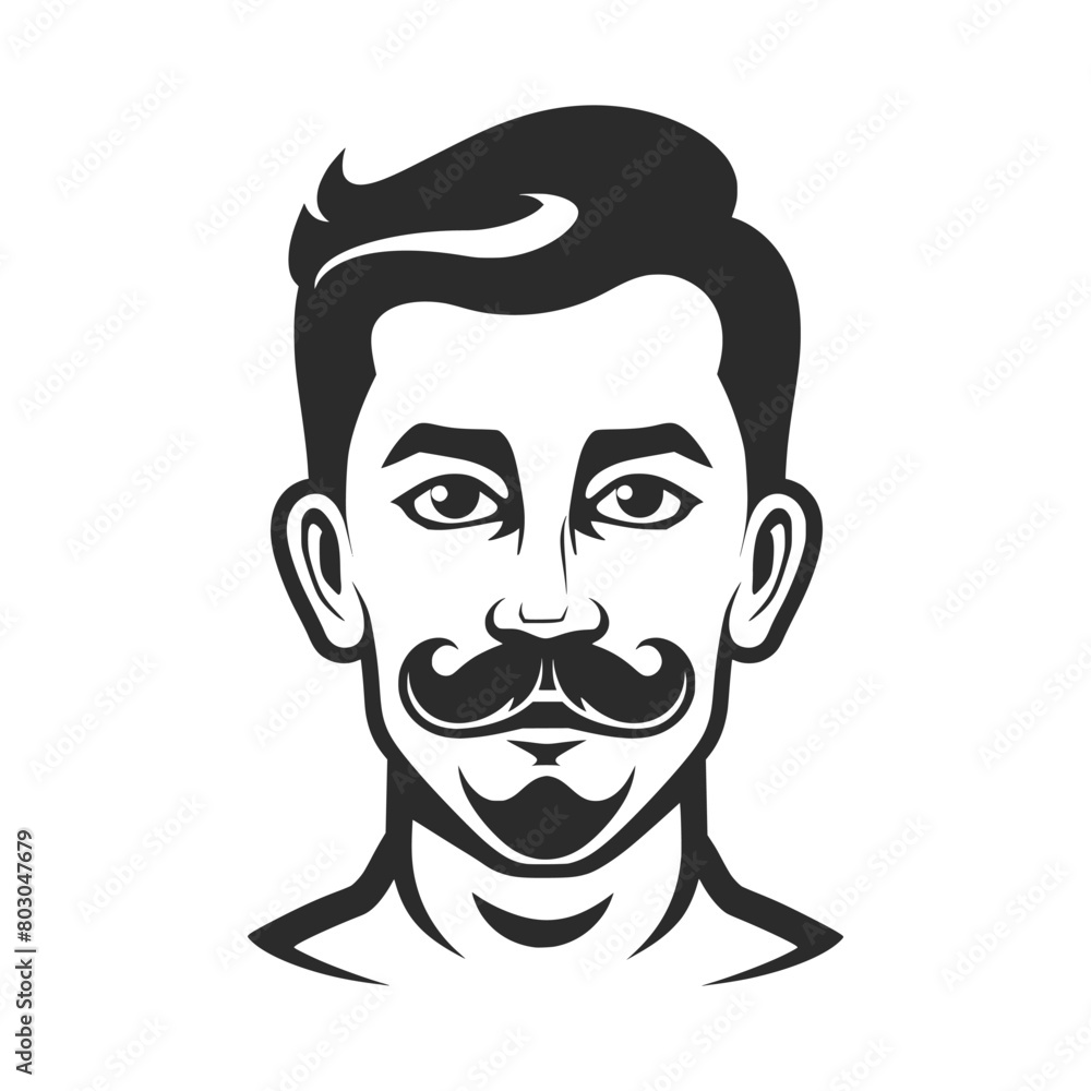 simple vector logo of the face, with mustache and short hair man AI generated. simple vector logo of the face, with mustache and short hair man AI generated.