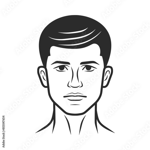 simple line art logo of the face and shoulders of an attractive man with short hair on a white background. AI generated.