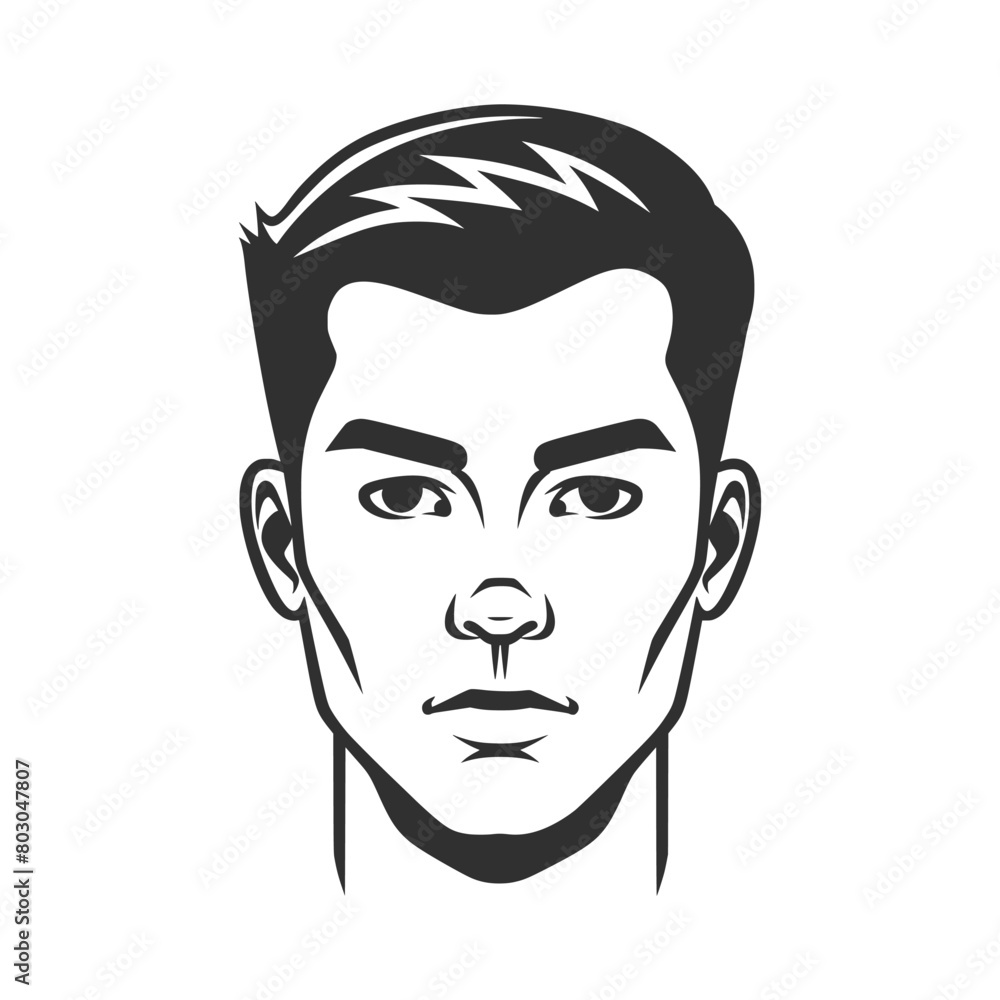 logo, vector style logo of asian man with short hair and square jawline facing forward, simple design, white background AI generated. logo, vector style logo of asian man with short hair and square jawline facing forward, simple design, white background AI generated.