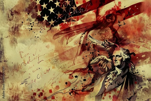 president sketch American Declaration of independence 4th july 1776 celebration, freedom concept abstract photo