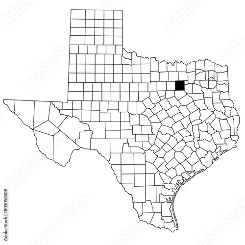 Map of Dallas County in Texas state on white background. single County map highlighted by black colour on Texas map. UNITED STATES, US photo