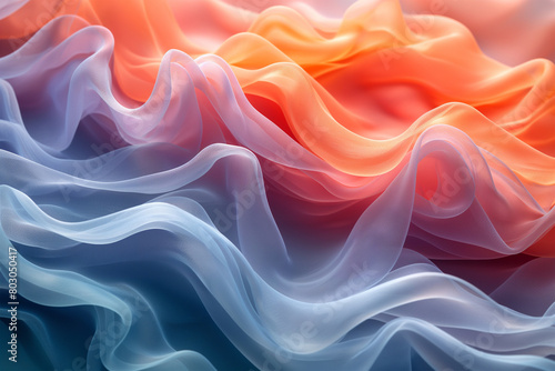 Wind in floating folds abstract background, ai technology