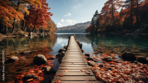 wooden bridge over lake