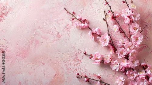 Pink Cherry Blossoms on a Spring Tree Branch