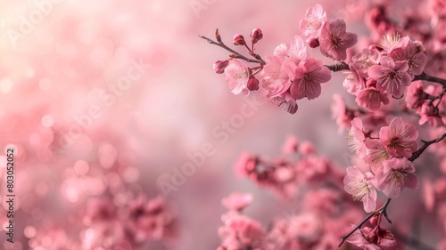 Spring's Pink Cherry Blossoms in Nature's Garden